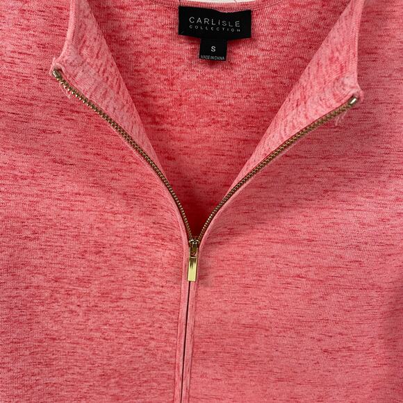 Carlisle Collection Peplum Hem Fringe Trim Pink Zip Up Front Jacket Small - Picture 5 of 7